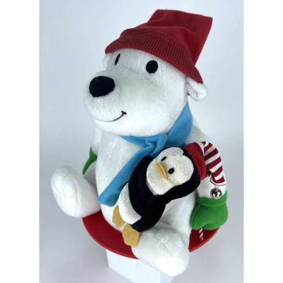 Hallmark Snowtime Pals '07 Polar Bear Penguin Sled Plush Animated Music Movement - Picture 2 of 14